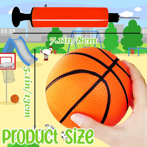 Dshengoo 6 Pcs Mini Toy Basketballs - Colorful Rubber Inflatable Basketballs with Pump for Kids