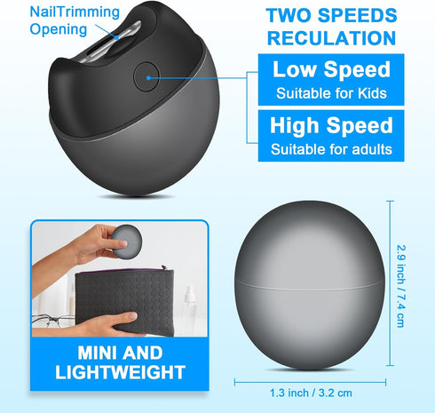 Yoiilifee 2-Speed Trimmer, Electric Automatic Nail Clipper with Light, USB Rechargeable, Nail Scraps Storage & Magnetic