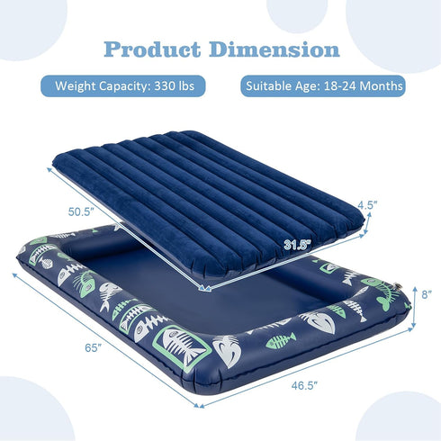 Set 4 2-in-1 Costzon Inflatable Toddler Travel Bed, Kids Air Mattress w/Electric Pump, Sides Safety Bumper
