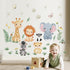 Quinspir Cartoon Wall Stickers Jungle Animals Wall Decals for Kids Bedroom Nursery & Play Room Baby Room Decor