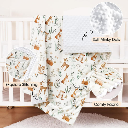 PHF Minky Baby Blanket, 40x50 Inches Reversible Crib Receiving Blanket for Girls, Soft Toddler Blanket with Double