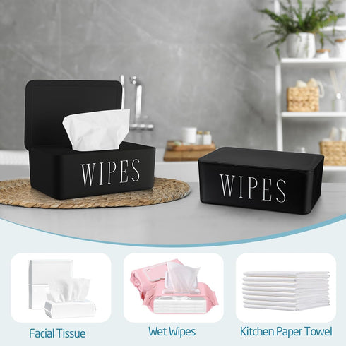 Singhoow 4 Pack Baby Wipes Dispenser Refillable Wipe Holder with Lid Toilet Wipes Container for Bathroom Tissue Paper