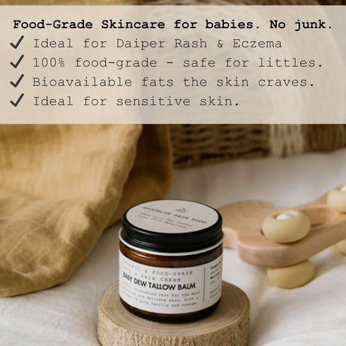 Gentle Face & Body Moisturizer for Babies Baby Dew Tallow Balm with Grass-Fed Tallow and Organic Coconut Oil Whipped