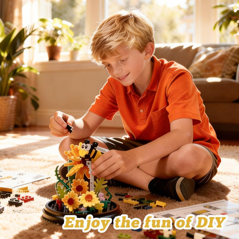 FIKAXTOY Set Set Insect Flowers Collection Micro Building Toy with Dust Cover, Flower Plants Bug Botanical for Nature