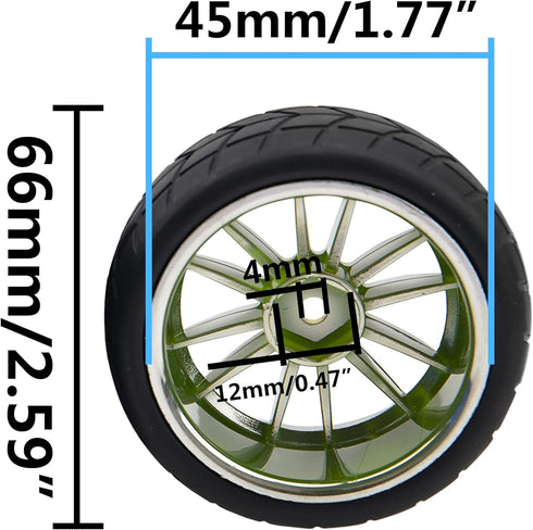 4Pcs 2.59in Rubber Tires & 12mm Hex Plastic Wheel Rims Set 14-Spoke with Foam Compatible with Traxxas Kyosho HPI Tamiya