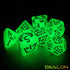 BESCON DARK ELVES Glowing Dice Set (7 piece), Oversized GLOW in DARK Carved RPG Dice Set