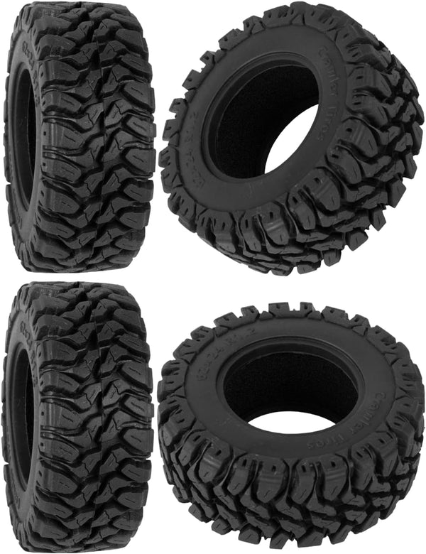 RC 1.2in Beadlock Tires 62 * 24mm, Soft Sticky Rubber Tires for 1/18 Trx4m, 1/24 SCX24 FCX24, 4PCS (Style B)