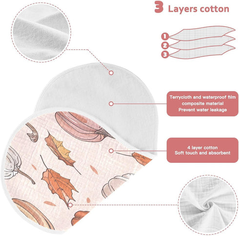 YETTASBIN Thanksgiving Pumpkin Muslin Baby Burp Cloth, Super Soft Absorbent Cotton Burp Rag Baby Bibs Feeding Cloth