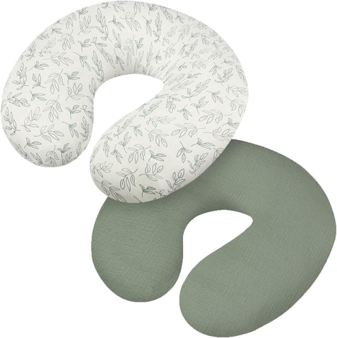 Tcwhniev 2Pcs Nursing Pillow Cover, Soft Cotton Newborn Breastfeeding Pillow Cover Stretchy Nursing Slipcover for Baby