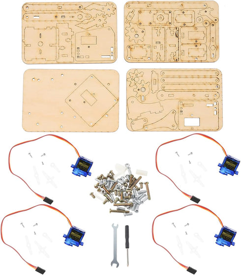 Keenso Robot Arm Kit, Raspberry Pi SNAM1500 4 DOF Wood Robotic Mechanical Arm for Arduino DIY