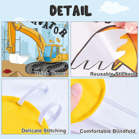 24 WERNNSAI Pin The Bucket on The Excavator Games - Construction Birthday Party Supplies Kids Pin the Truck Party Games