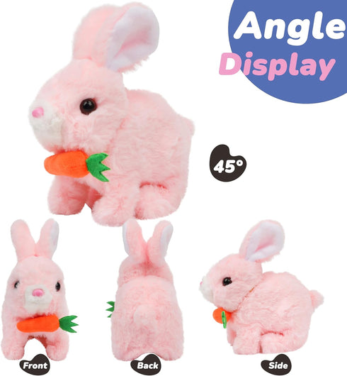 Hopearl Hopping Rabbit with Carrot Interactive Electronic Pet Plush Bunny Toy with Sounds and Movements, Animated