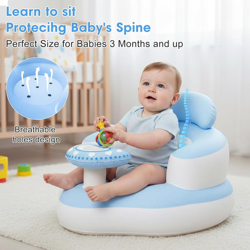 TIDNNS 3-36 Inflatable Baby Seat for Babies Months, Built-in Air Pump, Sit Me Up Chair with Tray and Back Support