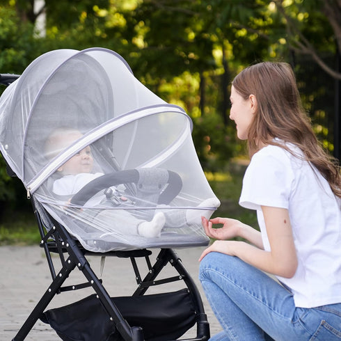 Mosquito Net for Stroller - Encrypted Full Cover with Double Zipper, Breathable & Foldable Netting