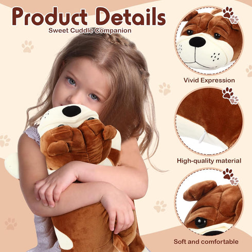 Vertintong 17.7" Soft Dog Plush - Huggable Stuffed Animal Pillow for Kids Birthday Gift - Large Cuddle Puppy Toy