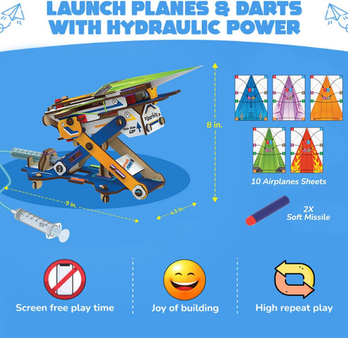 2in1 6-14 6, 8,10,12,14 Smartivity DIY Hydraulic Paper Airplanes & Darts Launcher STEM Toy for Kids Ages Years I