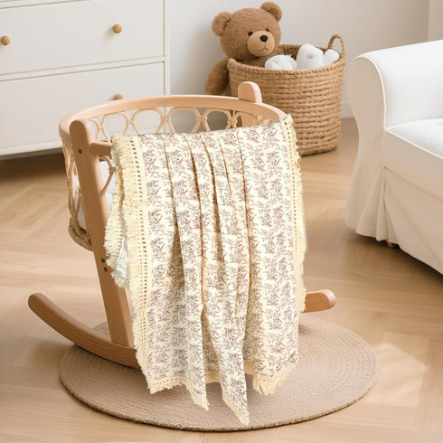 TDHD 2 (47" x40) 0-8 pcs Contemporary Printed Throw Blanket with Tassel Fringe - Soft Breathable Gauze, Portable