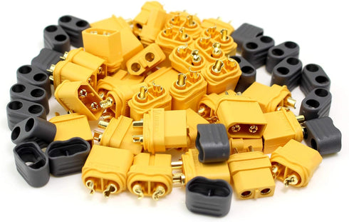 Amass 10 Pair XT60H Bullet Connector Plug, Upgraded XT60 Sheath Female & Male Gold Plated for RC Parts