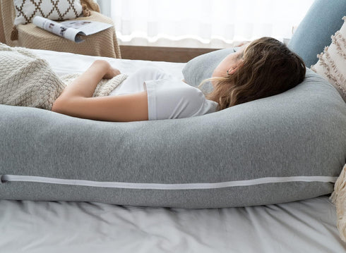 AngQi L-Shaped Body Pregnancy Pillow - Gray Jersey Cover