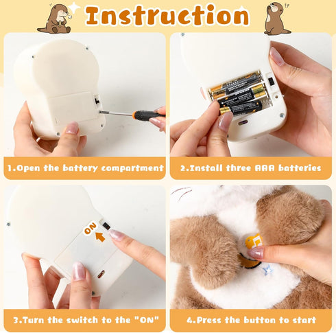 Baby Comfort Otter Breathing Stuffed Animal Buddy-Fur Real Pets Plush Sound Machine with Music, Warm Lights, Peaceful