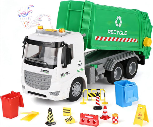Mscredse 11" Mini Garbage Truck Toy, Trash Truck Toy with Dumping Function, Friction
