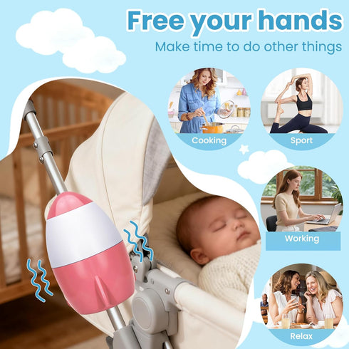 TUWEIPAIKE 5-Speed 40-Minute Rechargeable Portable Baby Stroller Rocker, Hands-Free Vibrating Soother with Adjustment