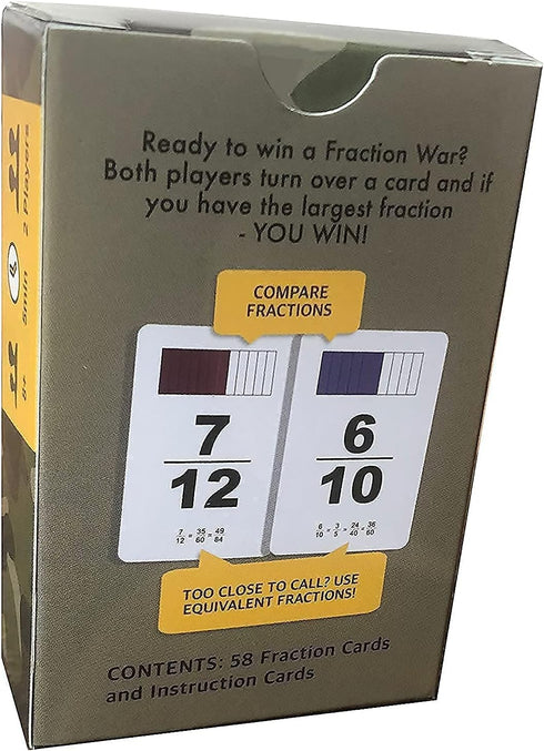 Fraction War Fun Math Game for 2nd to 5th Grade - Learn, Compare, Simplify Fractions (1 Pack) - Standard Edition
