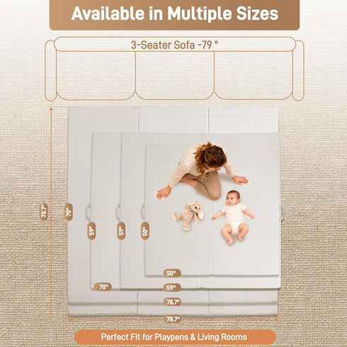 1.4" 50x50 Tummy Baby Play Mat for Floor Thick Memory Foam Playpen Mat for Toddlers Infant Kids with Non-Slip Backing