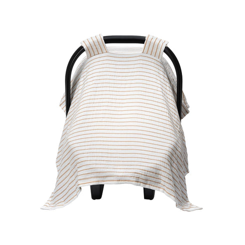 100% Meracorallo Muslin Baby Car Seat Cover, Cotton Infant Carrier Cover, Lightweight Breathable Soft Carseat Canopy