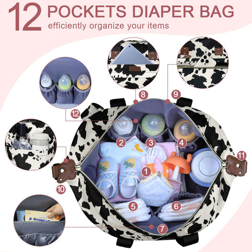 Mommy Pritent Diaper Tote - Baby Bag with Pacifier Case, Shoulder Straps, Stroller Clips, Waterproof Large Maternity