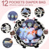 Mommy Pritent Diaper Tote - Baby Bag with Pacifier Case, Shoulder Straps, Stroller Clips, Waterproof Large Maternity