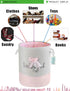 LANGYASHAN Canvas Laundry Basket Collapsible Organizer Storage Hamper for Boys Girls Toy Bins Gift Baskets (Pink Lace)