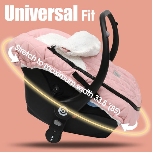 ACRABROS Car Seat Cover Baby, Winter Infant Carseat Canopy with Zipper Peeping Window, Waterproof Universal Fitted