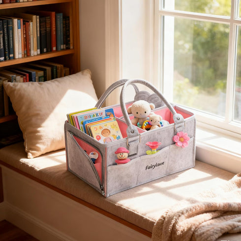 LXWIEKCO Large Baby Diaper Caddy Organizer - Nursery Storage Basket Tote Bag, Portable Diaper Storage Bin for Changing