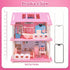 SwankyStyle Playset, 1 Dolls,3 Sets Doll House,with Living Room Bedroom Bathroom Kitchen Furniture Double-Sided
