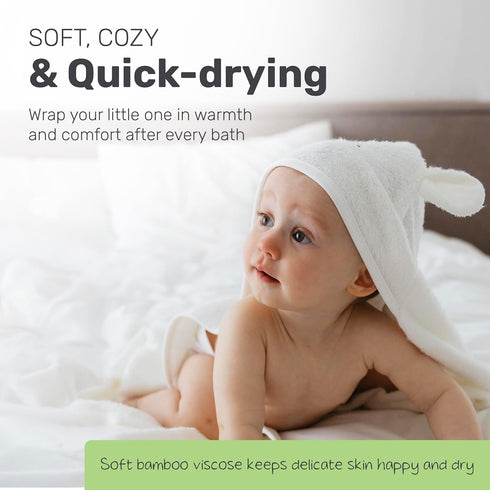 Snuggle Hooded Bamboo Baby Towel, Ultra-Soft Bamboo Viscose for Warmth and Quick Drying, Functional Bath-Time