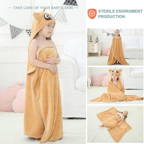 Swimming 31.5" 53" 0-9T MICHLEY Cartoon Hooded Baby Towel Unisex, Premium Soft Bathrobe Large Washcloths x