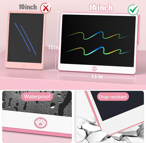 Hockvill LCD Writing Tablet for Kids 16 Inch Drawing Pad for 3-8 Year Olds Toddler Doodle Board Gift (Pink)