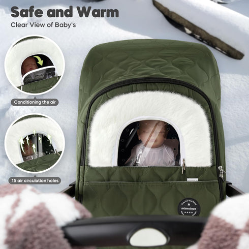 Winter Baby Car Seat Cover, Waterproof, Windproof Warm Winter Car Seat Cover for Doona Car Seats and Strollers,Fleece