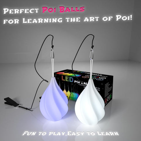 LED Poi Balls Set for Children and Adults - Luminous Premium Toy for Beginners & Professionals, Juggling Set