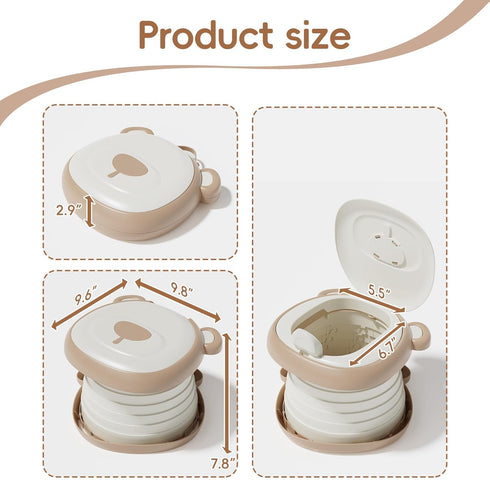 Travel Potty Seat for ToddlerFoldable Car Potty for Toddler, Portable Toilet Seat for Kids with Potty Liners, Absorbent