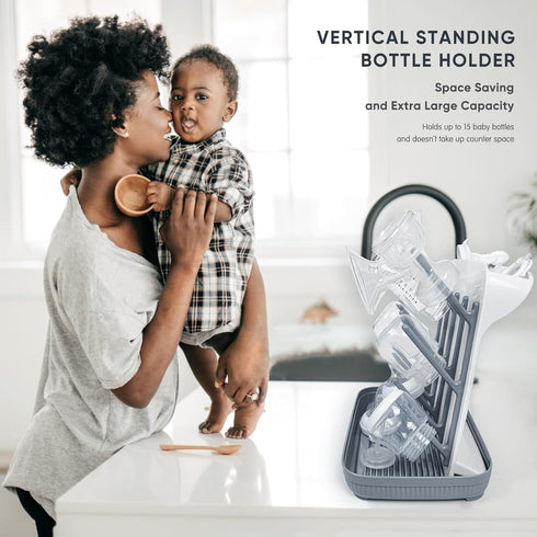 Set- Termichy Baby Bottle Drying Rack: Vertical Bottle Dryer Rack Holder with Brushes Drying Rack & Nipple