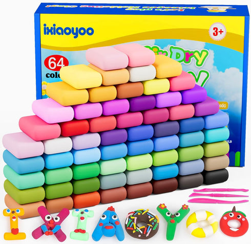 Ixiaoyoo Air Dry Clay, 64 Colors Modeling Clay for Kids, Creative DIY