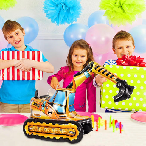 YOTHORN 4D Self Standing Foil Construction Balloon,Large Excavator Balloon, Digger Engineering Vehicle Balloons