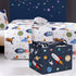 36L Clastyle Rocket Astronaut Shelf Basket for Boys Cosmic Planet Universe Blue Storage Bin Rectangle Clothes Books Toy