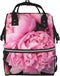 DWVTSLH Pink peony Diaper Bag Backpack Multifunction Nappy Bags Waterproof Mummy Backpack Large