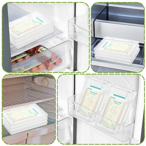 Sibosen 18 7.48 5.11 0.67 Pcs Clear Flat Breast Milk Freezer Storage Organizer Space Saving Breastmilk Storage