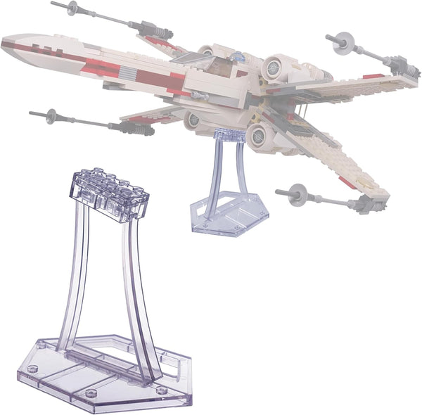 Display Stand for Lego 75301 X-Wing Starfighter, 75348 75346 75347 TIE Bomber, Plastic Transparent Angled Display Stand