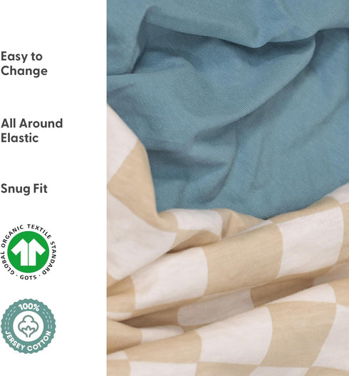 4-Pack 100% The Peanutshell Baby Organic Bassinet Sheets for Boy or Girl - Ultra Soft & Rectangle Unisex Baby Sheet