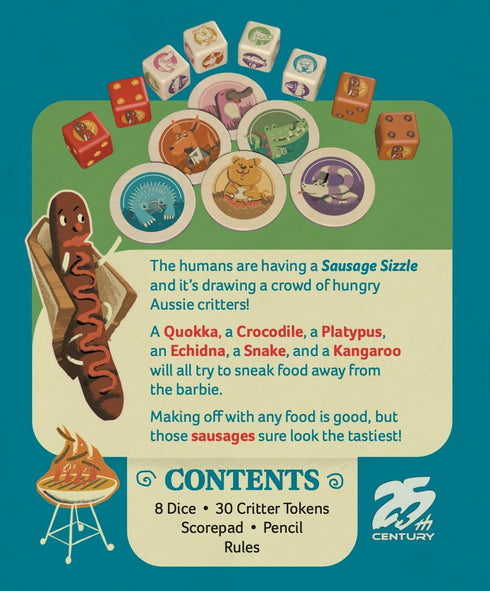 25th 2 5 8+ Century Games Sausage Sizzle - Party Game - for to Players and Ages